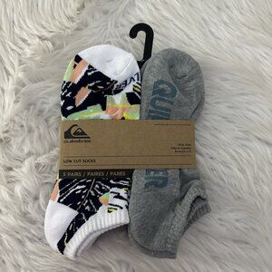 Quicksilver mens Low Cut Socks NWT 5 Pairs 6-12 Deco logo print